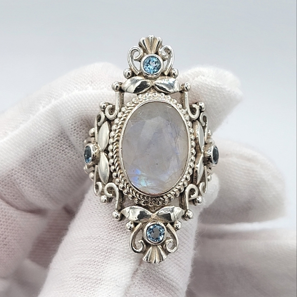 Nepal Silver Moonstone Ring #2347